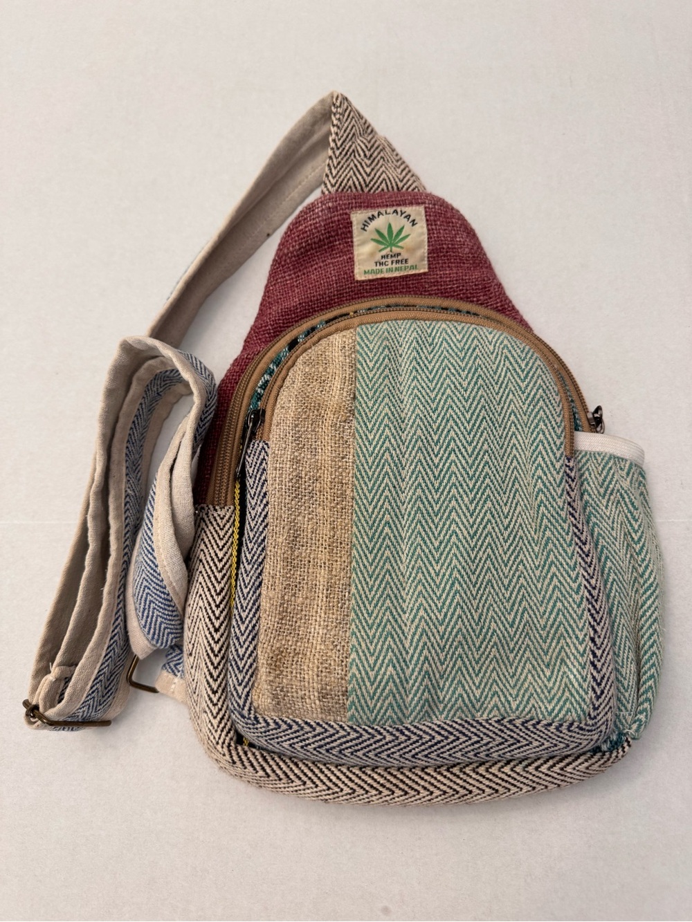 Himalayan Natural Hemp Cotton Sling Bag Crossbody Handcrafted in Nepal